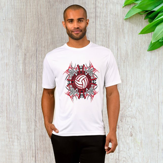 T-shirt Tribal de volleyball Mandala Sports rouges et noir (Créateur téléchargé)