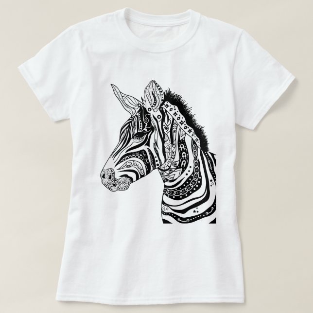 T-shirt Tribal de zèbre noir et blanc (Design devant)