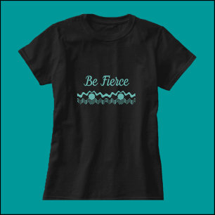 T-shirt Tribal Ethnic Geometry Turquoise et Noir