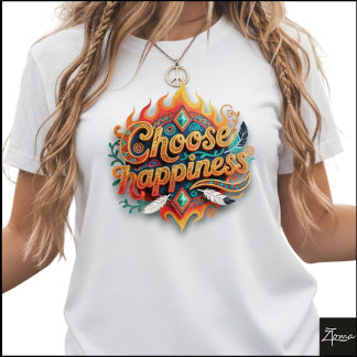 T-shirt Tribal Géométrique Choisissez le Bonheur 3D Art