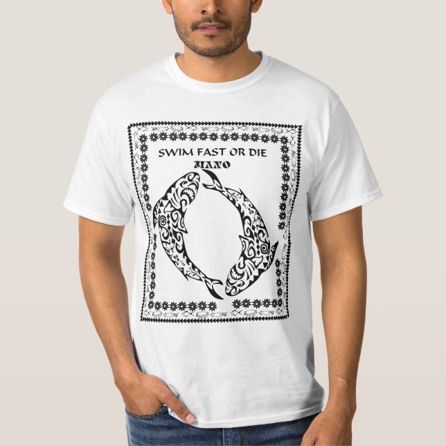 T-shirt tribal hawaïen de requin (Devant)