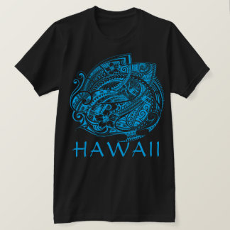 T-shirt TRIBAL HIBISICUS POLYNÉSIEN HAWAII LtBlue