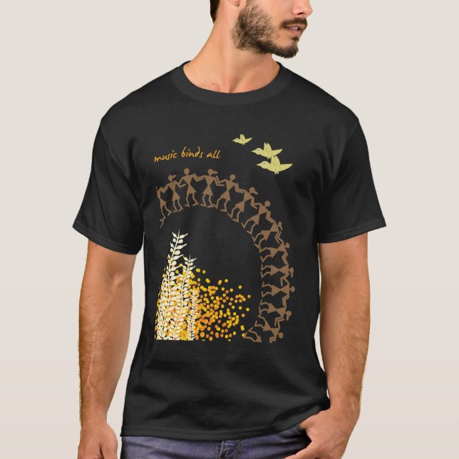 T-shirt tribal indien de conception - noir (Devant)