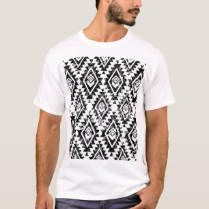 T-shirt Tribal Navajo : blanc noir géométrique.
