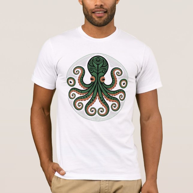 T-Shirt Tribal Pieuvre Océan (Devant)
