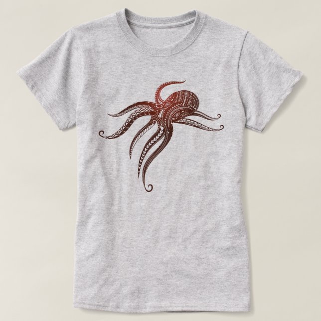 T-SHIRT TRIBAL POLYNÉSIEN OCTOPUS (Design devant)