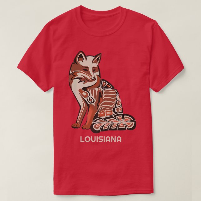 T-shirt Tribal Rouge De Louisiane Oeuvre D'Art Autochtone  (Design devant)