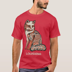 T-shirt Tribal Rouge De Louisiane Oeuvre D'Art Autochtone 