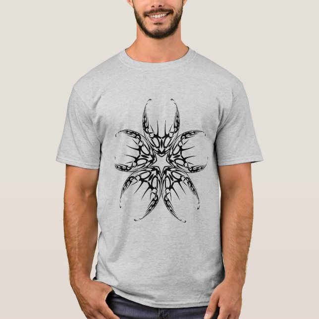 T-shirt Tribal Scorpion - Gras Black Line Art Design (Devant)