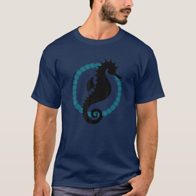 T-shirt Tribal Sea Horse Hawaïen polynésien style tatouage (Devant)