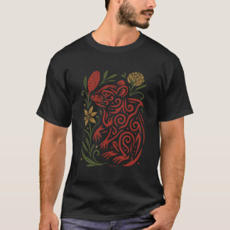 T-shirt Tribal Tasmanian Devil with Native Flora