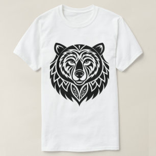 T-Shirt Tribal Tête d'Ours Graphisme Animal Trib