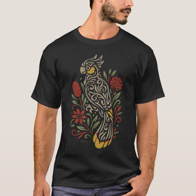 T-shirt Tribal Yellow Tail Black Cockatoo- Native Flora (Devant)