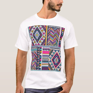 T-shirt Tribale rétro, motif géométrique vintage.