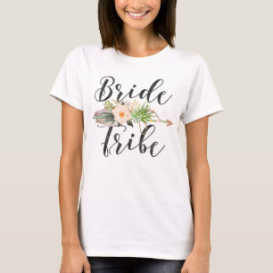 T-shirt Tribe de mariée Flèche de plumes, Flèche fleurie