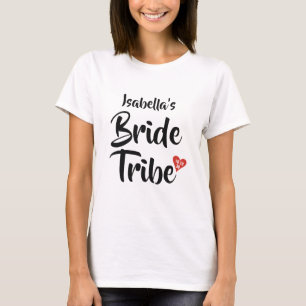 T-shirt Tribu de la Mariée Date Rouge Cœur Personnalisé