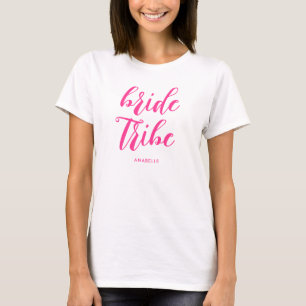 T-shirt Tribu de la Mariée Écriture Rose Moderne Enterreme