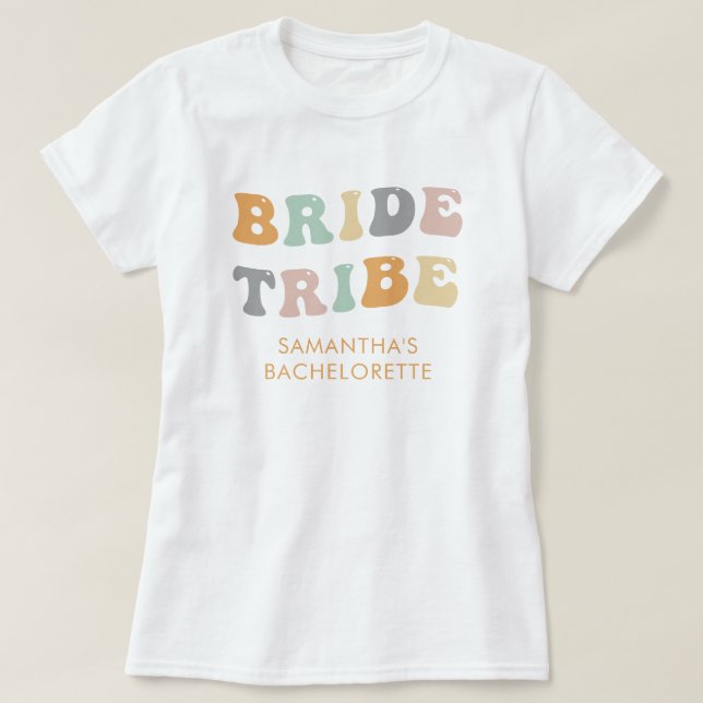 T-shirt Tribu de la mariée enterrement de vie de jeune fil (Design devant)