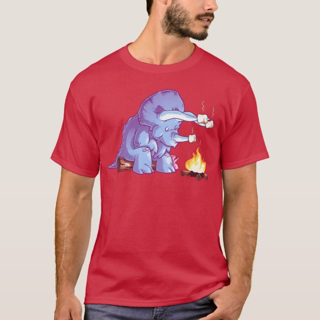 T-shirt Triceramallows feu de camp dinosaure drôle (Devant)