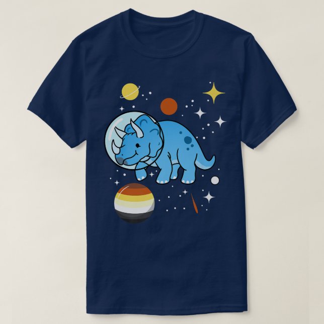 T-shirt Tricératops Astronaut Gay Bear Pride (Design devant)