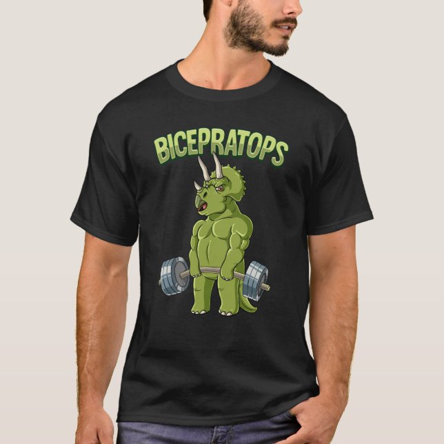 T-shirt Triceratops Bicepratops Gym Bodybuilding (Devant)