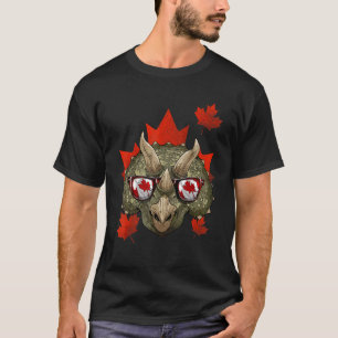 T-shirt Tricératops canadiens Feuille d'érable drapeau du