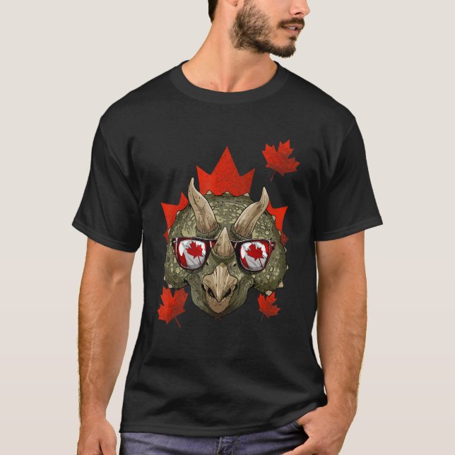 T-shirt Tricératops canadiens Feuille d'érable drapeau du  (Devant)