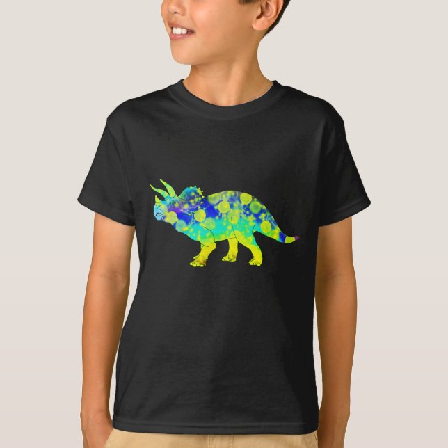 T-shirt Tricératops colorés Dinosaure psychédélique Art (Devant)