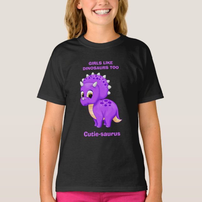 T-shirt Tricératops De Bébés Violets Les Filles Comme Les  (Devant)