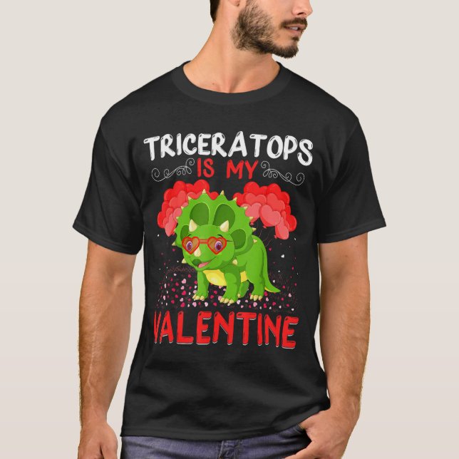 T-shirt Triceratops Is My Valentine Funny Triceratops Vale (Devant)