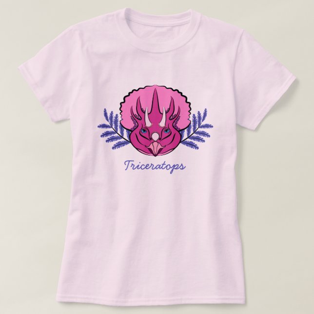 T-shirt Tricératops Joli Dinosaur Rose (Design devant)