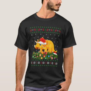 T-shirt Tricératops Lover Xmas Santa Hat Triceratops