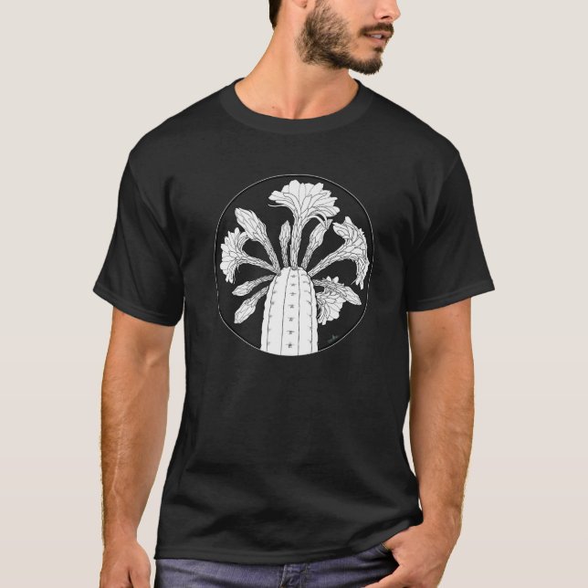 T-shirt Trichocereus Pachanoi Tatouage circulaire à fleurs (Devant)