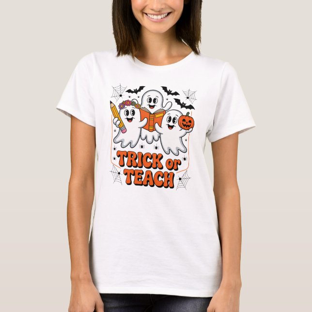 T-shirt Trick Or Teach Halloween Professeur (Devant)