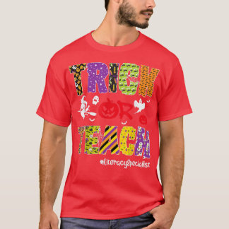 T-shirt Trick Or Teach Literacy Specialist Halloween Skele