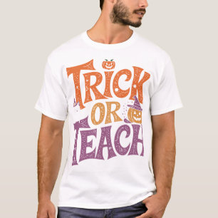 T-shirt Trick Or Teach Prof Groovy Halloween Rétro