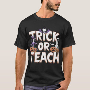 T-shirt Trick Or Teach Prof Groovy Halloween Rétro