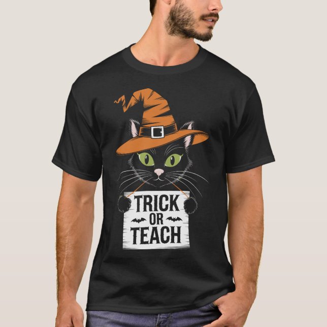 T-shirt Trick Or Teach Prof Groovy Halloween Rétro (Devant)