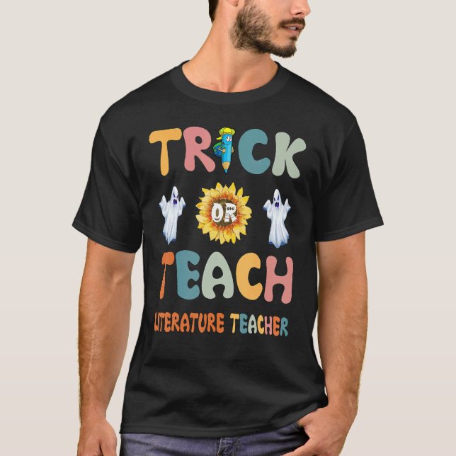 T-shirt Trick Or Teach Spooky Season Cute Ghost Literature (Devant)