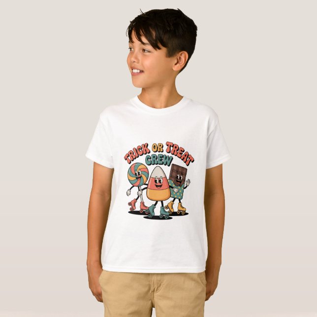 T-shirt Trick or Treat Crew Kids Halloween Shirt (Devant entier)