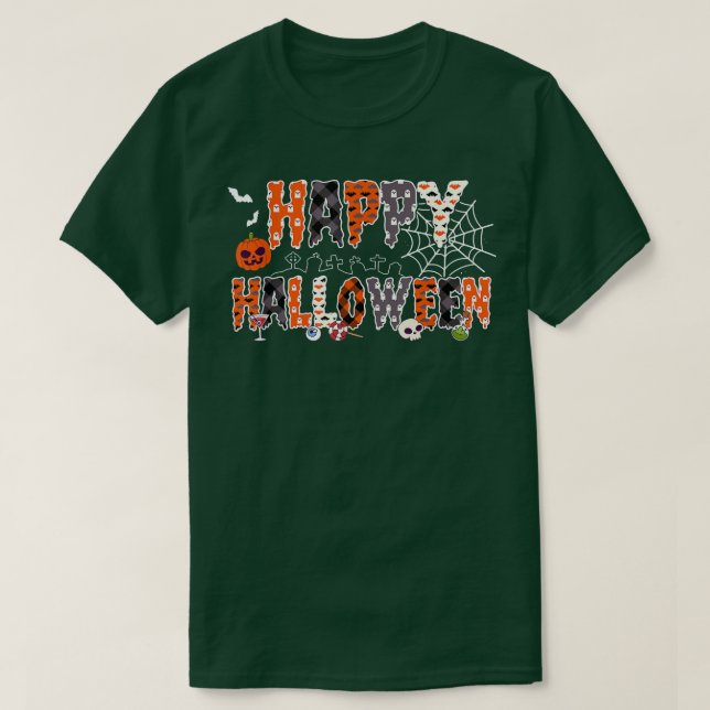 T-shirt Trick or Treat Halloween Chemise Citrouille Happy  (Design devant)