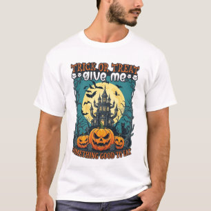 T-shirt Trick Or Treat Halloween Maison Hantée Citrouilles