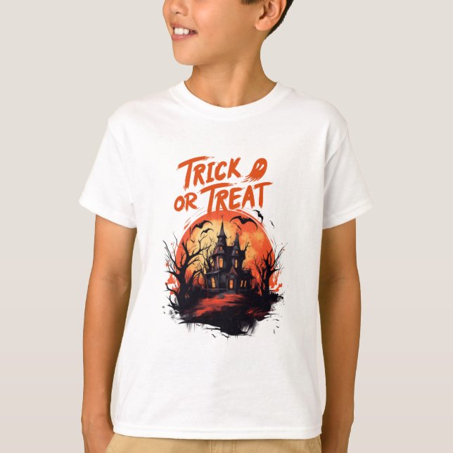 T-shirt Trick or Treat Haunted House Shirt (Devant)