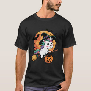 T-shirt Trick or Treat Licorne Sorcière Halloween Citrouil