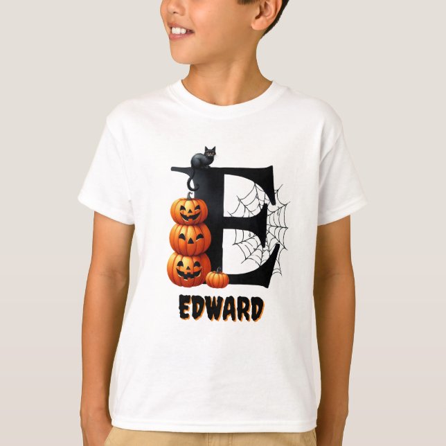T-shirt Trick or Treat Mignon E Initial Halloween (Devant)