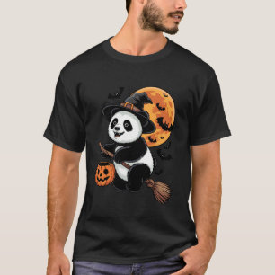 T-shirt Trick or Treat Panda Sorcière Halloween Citrouille
