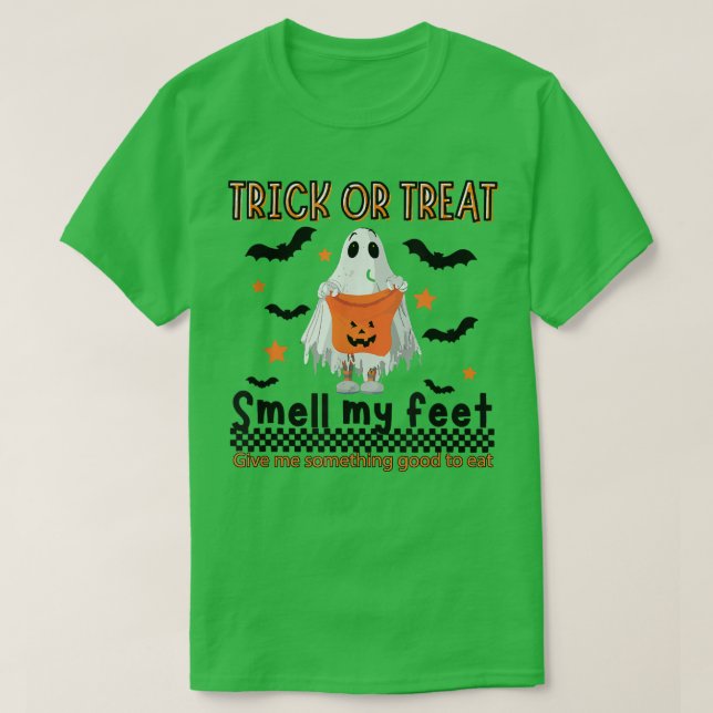 T-shirt Trick or Treat Smell My Fete mignon Ghost Citrouil (Design devant)