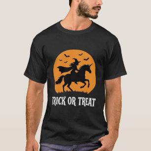 T-shirt Trick or Treat Sorcière Licorne Halloween Design_1