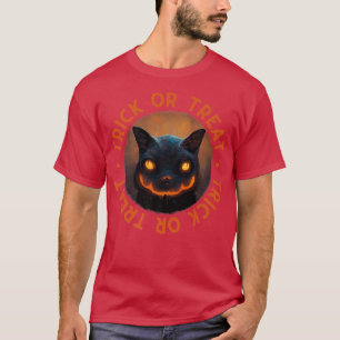 T-shirt Trick or Treat Spooky Jack o Lantern Cat 