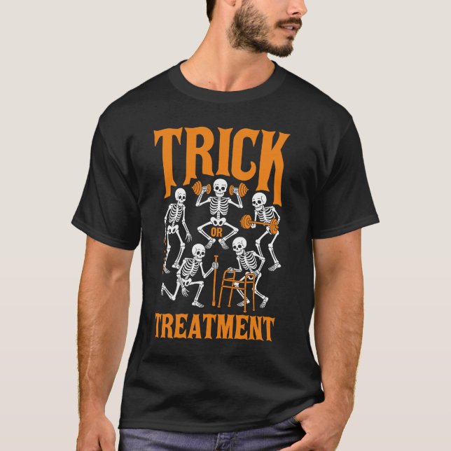 T-shirt Trick Or Treatment PT Physical Therapy Skeleton Ha (Devant)